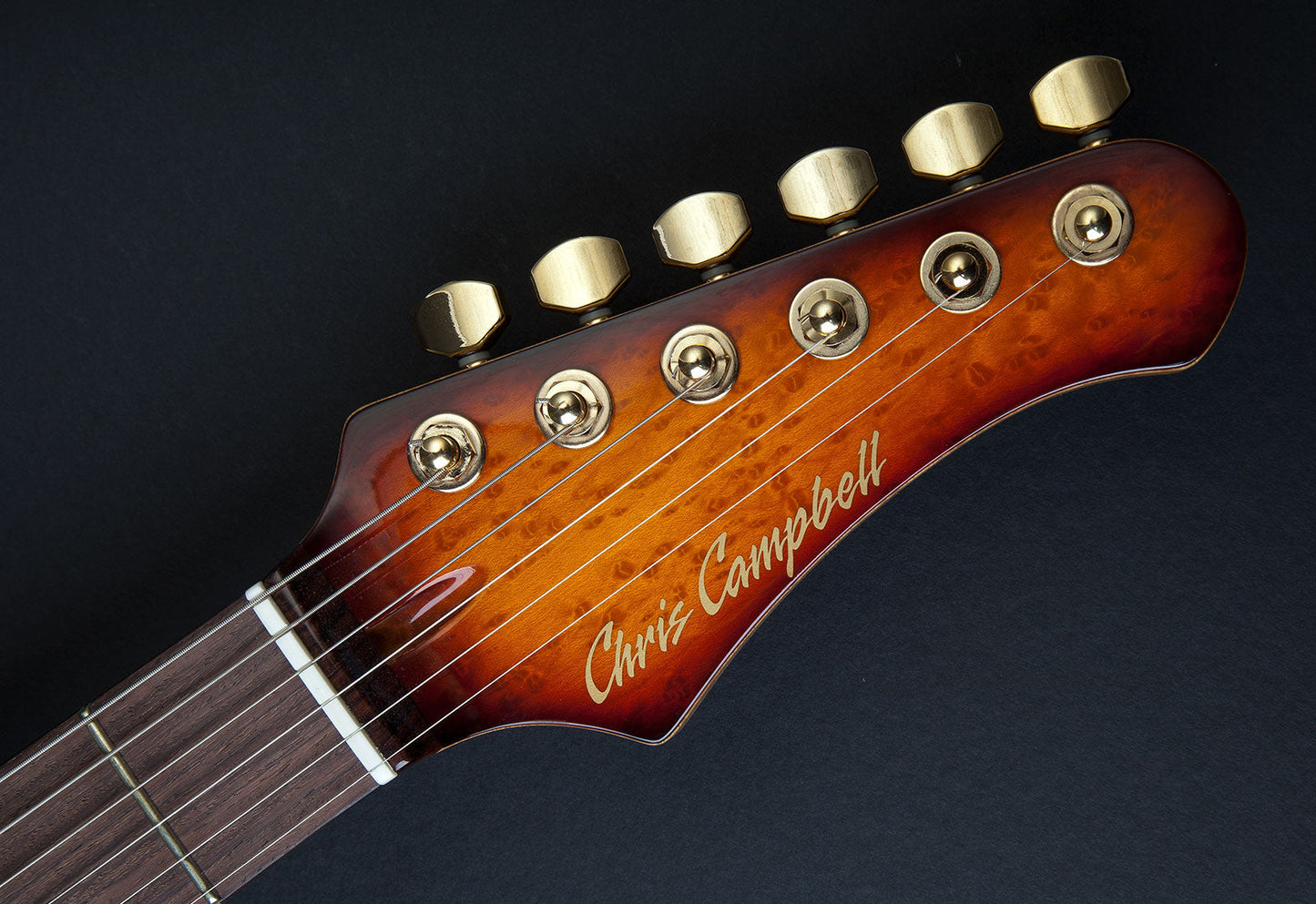 Chris Campbell Custom Shop Orangeburst Quilt Birdseye Neck