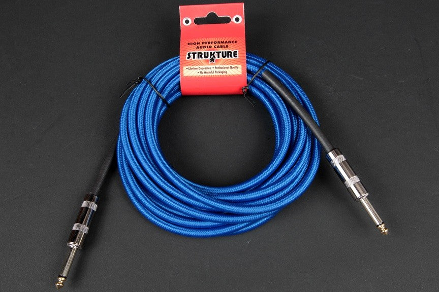 Strukture Sc186 Bl 18.6 Ft Long Woven 1/4 Inch Guitar Bass Instrument Cable Blue