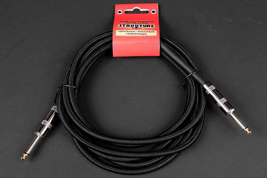 Strukture Sc10 W 10 Ft Long Woven 1/4 Inch Guitar Bass Instrument Cable Black