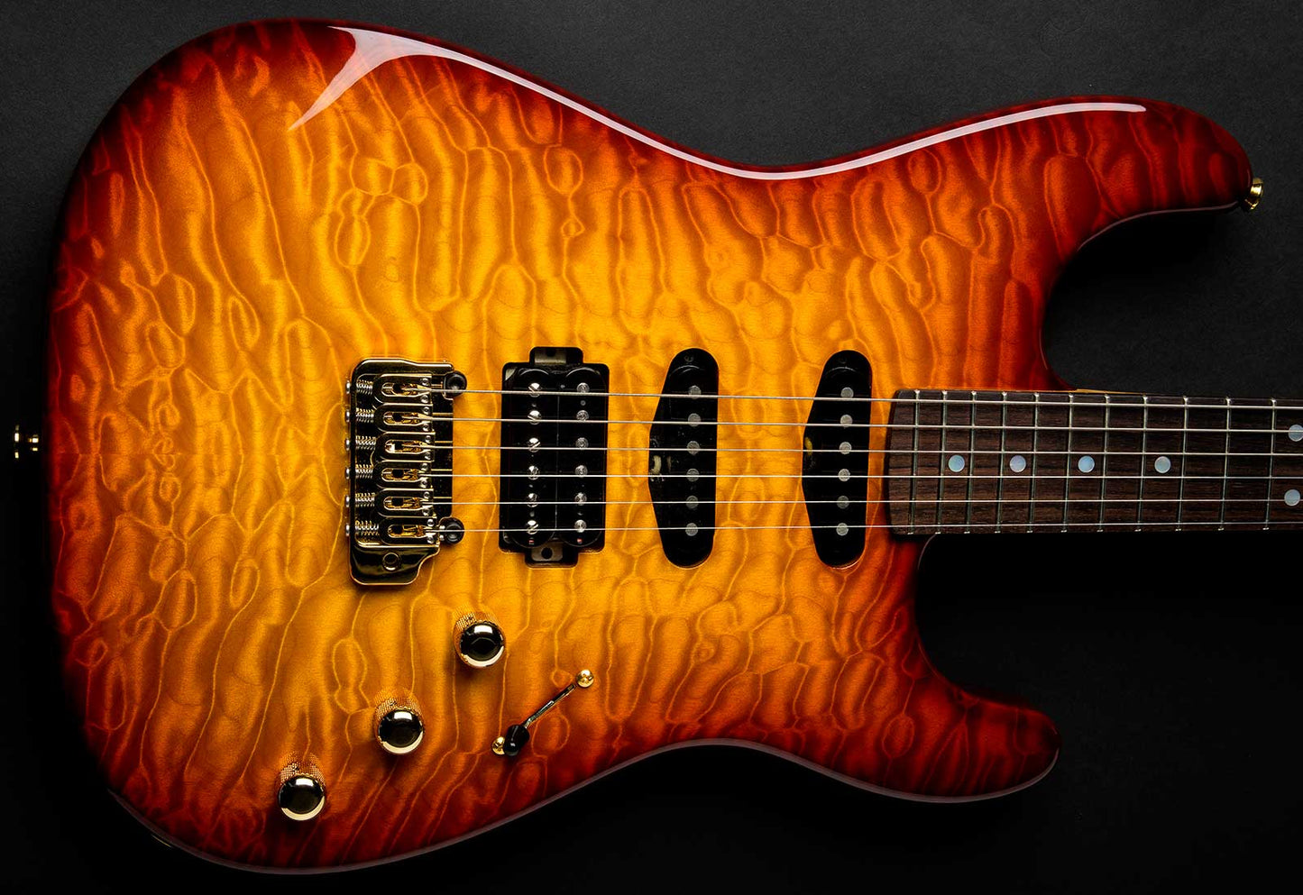 Chris Campbell Guitars Custom Shop Modern Caldera Burst Presentation Quilt