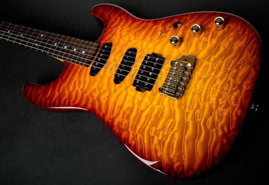 Chris Campbell Guitars Custom Shop Modern Caldera Burst Presentation Quilt